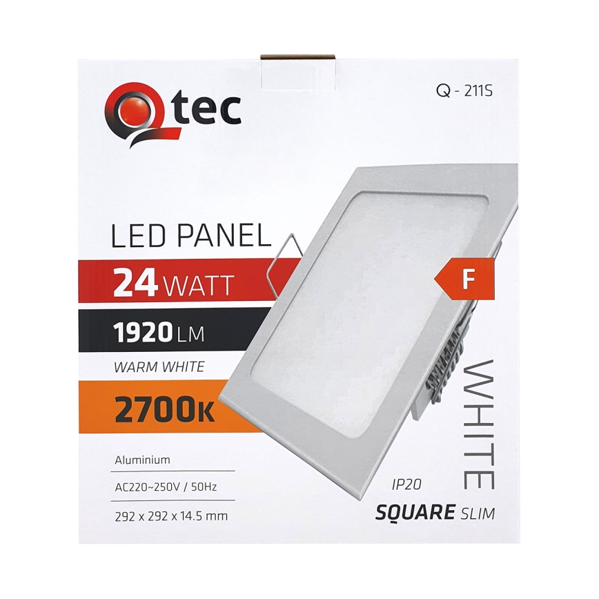 LED Podhledové svítidlo QTEC LED/24W/230V 2700K 29,2x29,2 cm