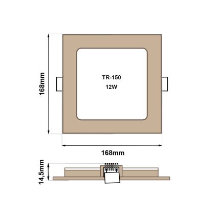 LED Podhledové svítidlo SQUARE LED/12W/230V 4200K 16,8x16,8 cm hnědá