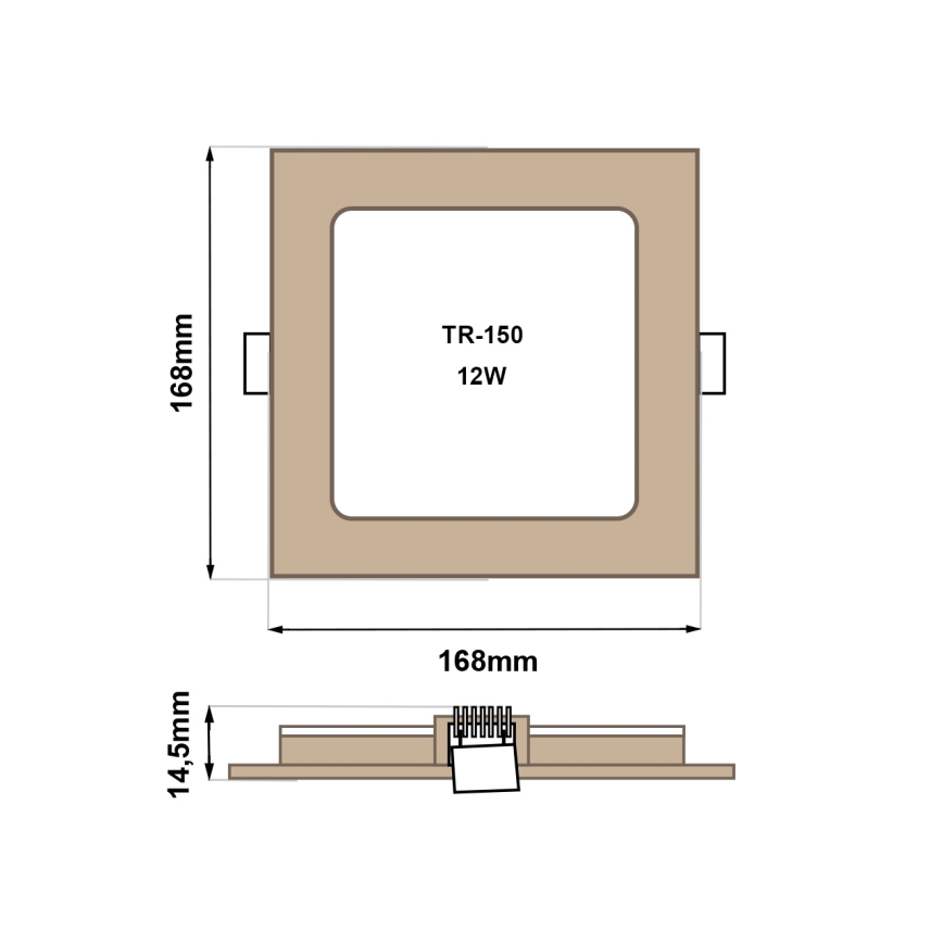 LED Podhledové svítidlo SQUARE LED/12W/230V 4200K 16,8x16,8 cm hnědá