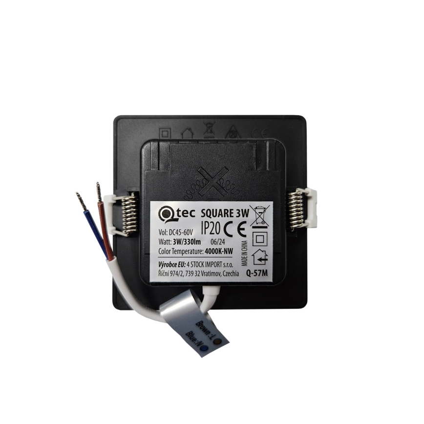 LED Podhledové svítidlo SQUARE LED/3W/230V 4000K 9x9 cm černá