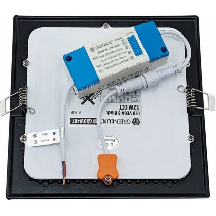 LED Podhledové svítidlo VEGA LED/12W/230V 2900/3900/5800K 17,5x17,5 cm černá