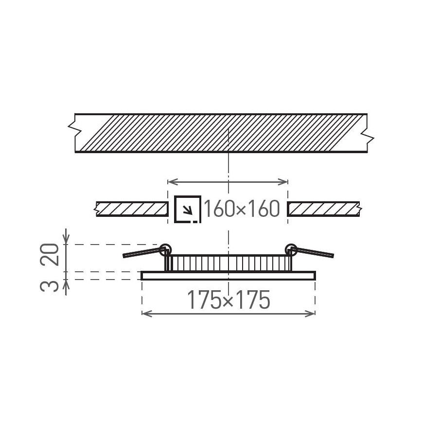 LED Podhledové svítidlo VEGA LED/12W/230V 2900/3900/5800K 17,5x17,5 cm černá