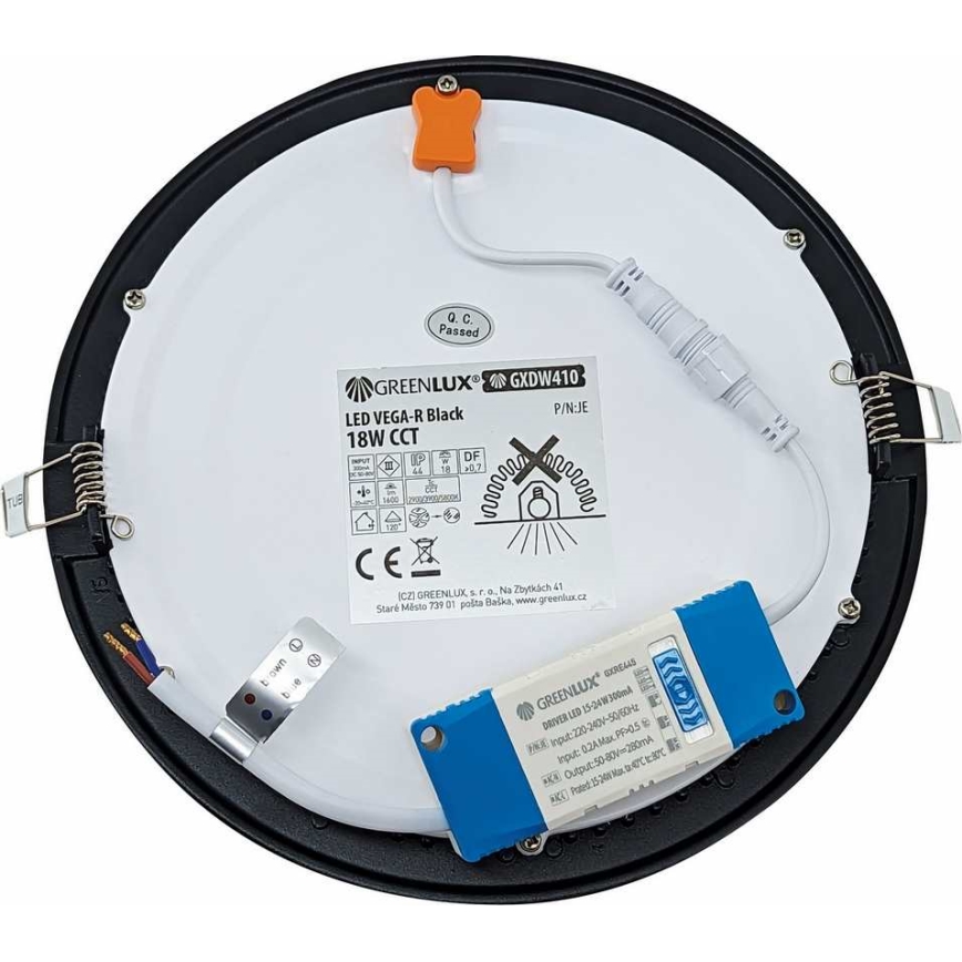 LED Podhledové svítidlo VEGA LED/18W/230V 2900/3900/5800K pr. 22,5 cm černá