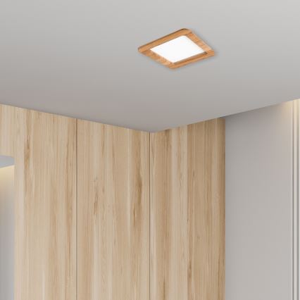 LED Podhledové svítidlo WOODY SPOT LED/17W/230V 3000K dub 18,5x18,5 cm