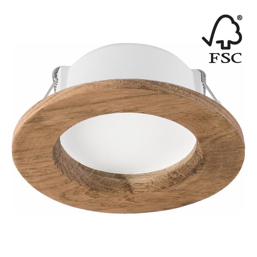 LED Podhledové svítidlo WOODY SPOT LED/5,5W/230V 4000K ořech ø 10 cm
