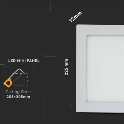 LED Podhledový panel LED/18W/230V 3000K čtvercový