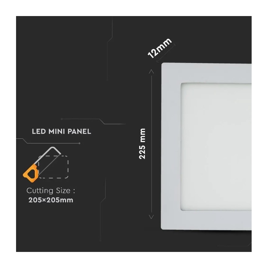 LED Podhledový panel LED/18W/230V 3000K čtvercový