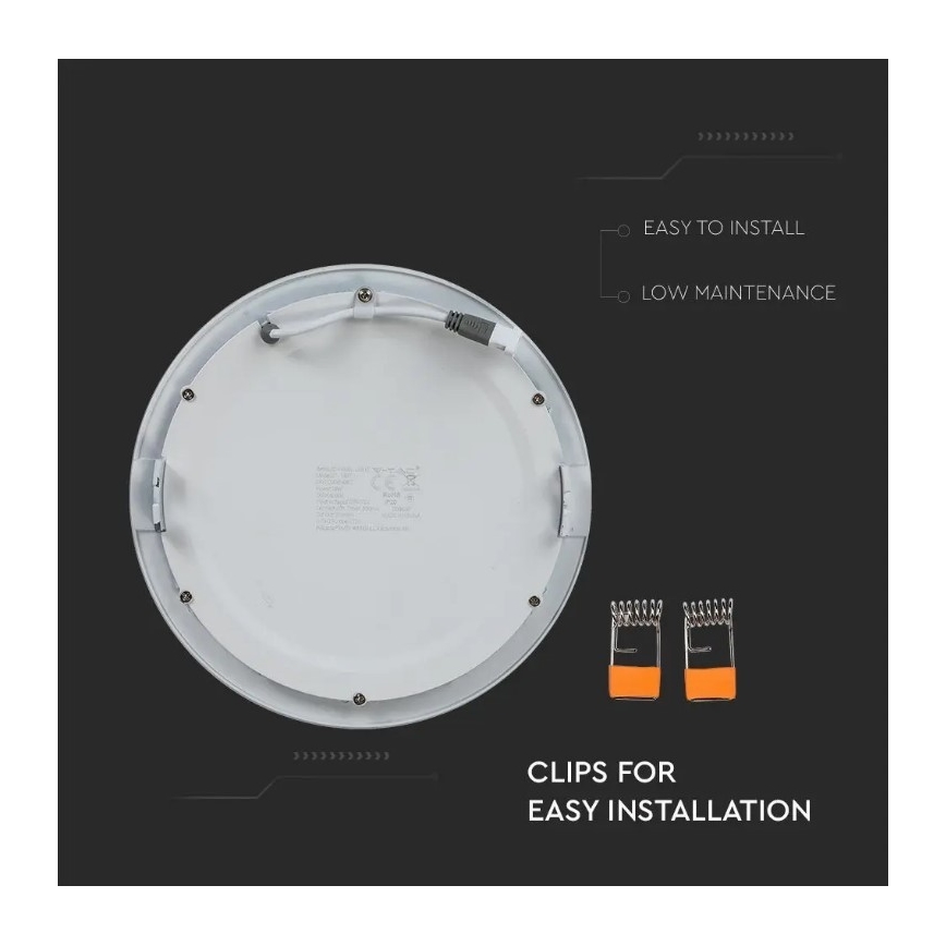LED Podhledový panel LED/18W/230V 3000K kulatý
