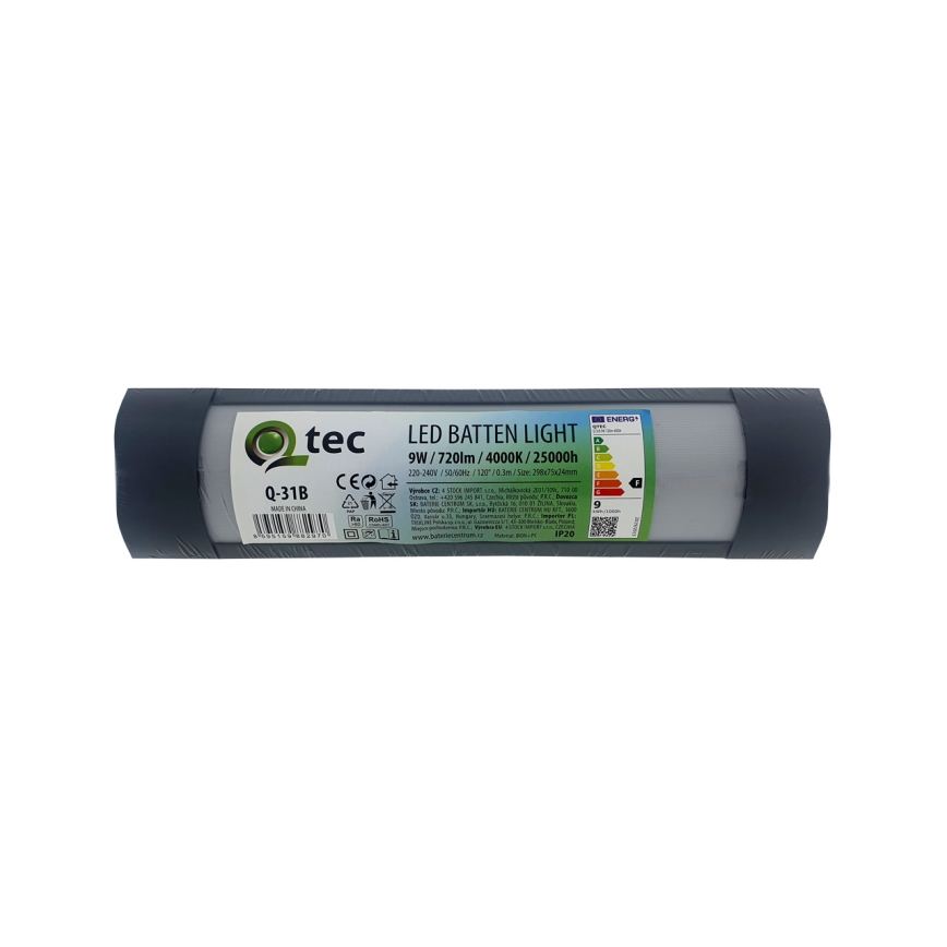 LED Podlinkové svítidlo QTEC LED/9W/230V 30 cm černá