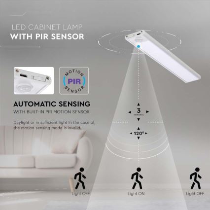 LED Podlinkové svítidlo se senzorem LED/2,5W/5V 3000 mAh 3000K