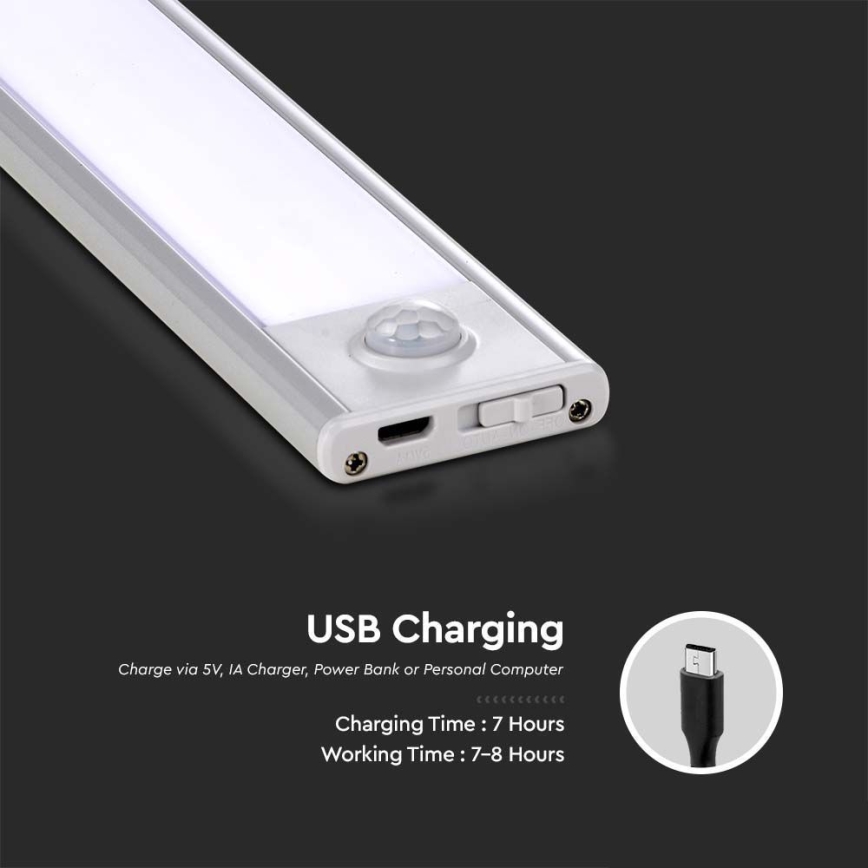 LED Podlinkové svítidlo se senzorem LED/2,5W/5V 3000 mAh 3000K