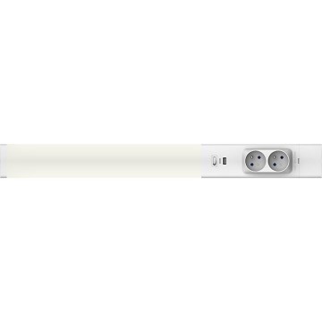 LED Podlinkové svítidlo se zásuvkami a USB porty LED/18W/230V 4000K stříbrná