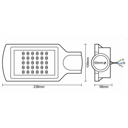 LED Pouliční lampa LED/30W/170-400V IP65