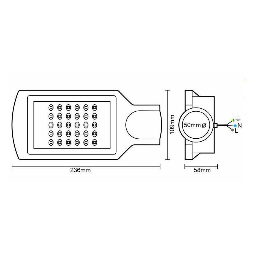 LED Pouliční lampa LED/30W/170-400V IP65