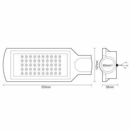 LED Pouliční lampa LED/50W/170-400V 4000K IP65