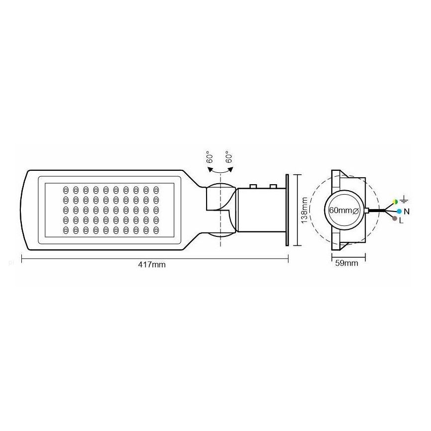 LED Pouliční lampa se senzorem LED/50W/170-400V IP65