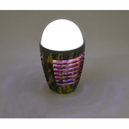 LED Přenosná nabíjecí lampa s lapačem hmyzu LED/2W/3,7V 1800 mAh IPX4 maskáčová