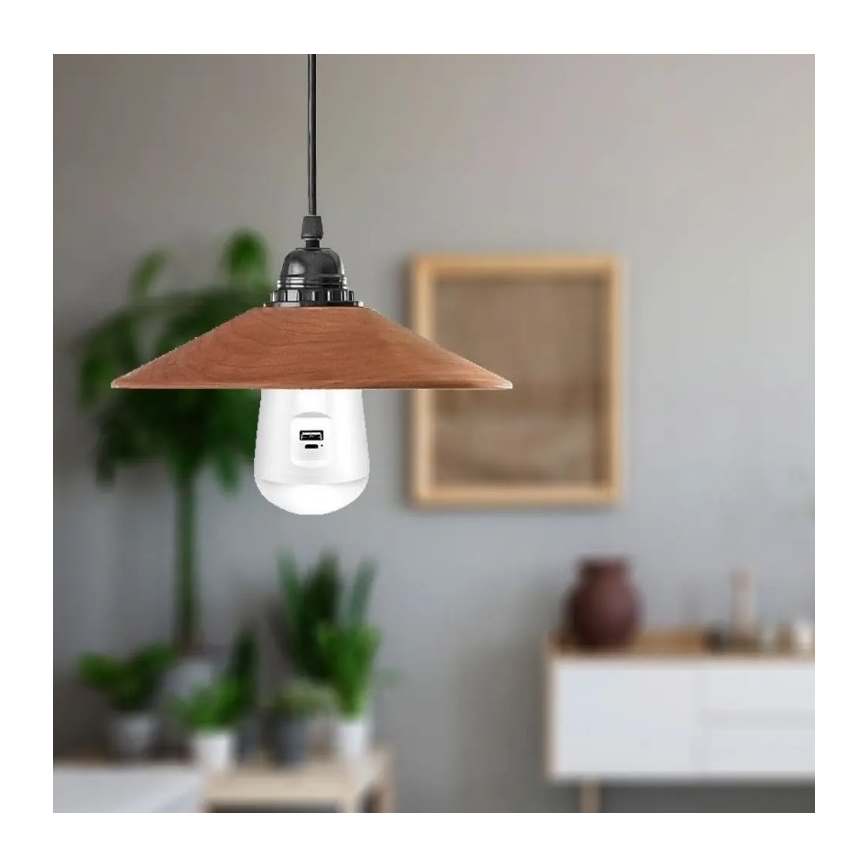 LED Přenosná solární žárovka 3v1 LED/7W/230V 3000K/4000K/6400K + USB nabíjení