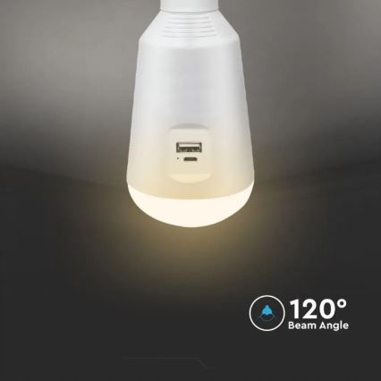 LED Přenosná solární žárovka 3v1 LED/7W/230V 3000K/4000K/6400K + USB nabíjení