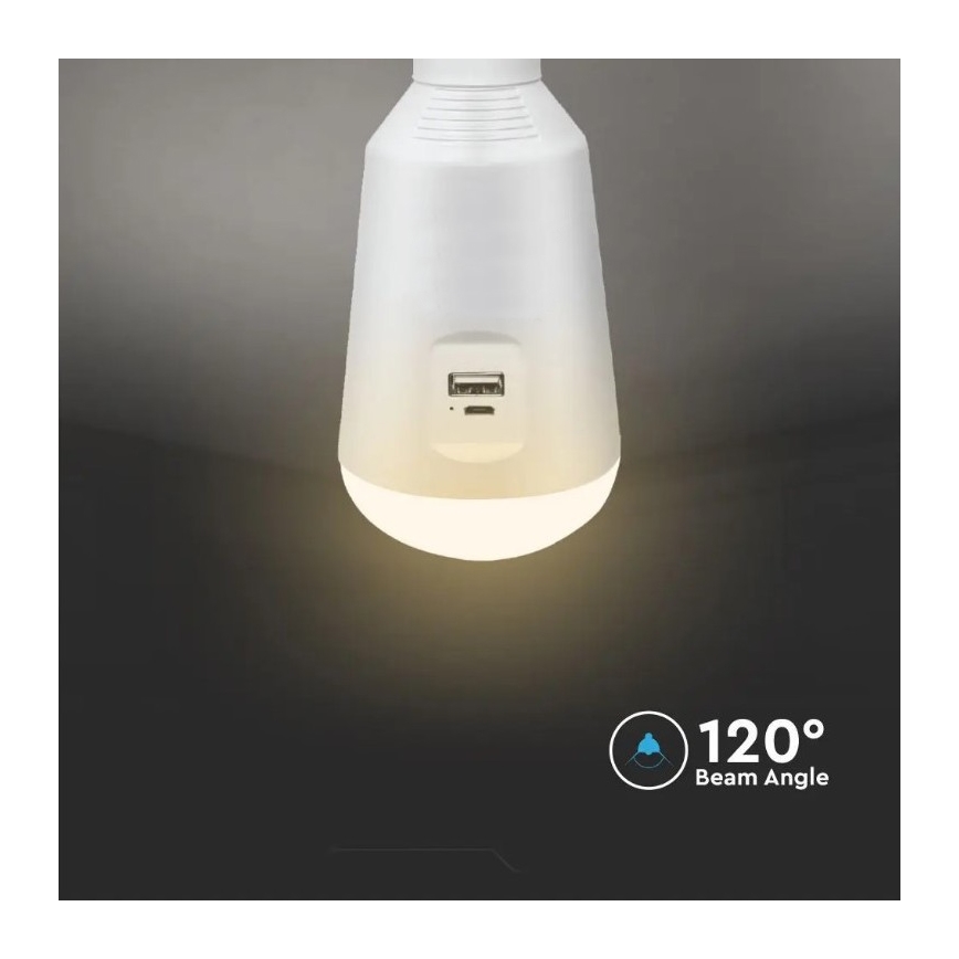 LED Přenosná solární žárovka 3v1 LED/7W/230V 3000K/4000K/6400K + USB nabíjení