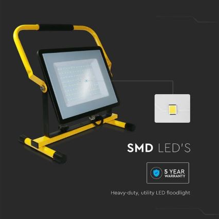 LED Přenosný reflektor SAMSUNG CHIP LED/100W/230V IP65 6500K černá/žlutá