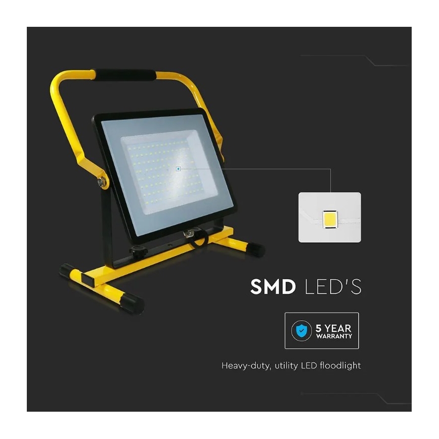 LED Přenosný reflektor SAMSUNG CHIP LED/100W/230V IP65 6500K černá/žlutá