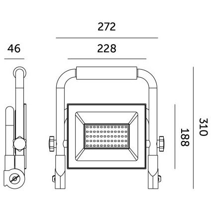 LED Přenosný reflektor TIGRA LED/100W/4000K IP54 černá/žlutá