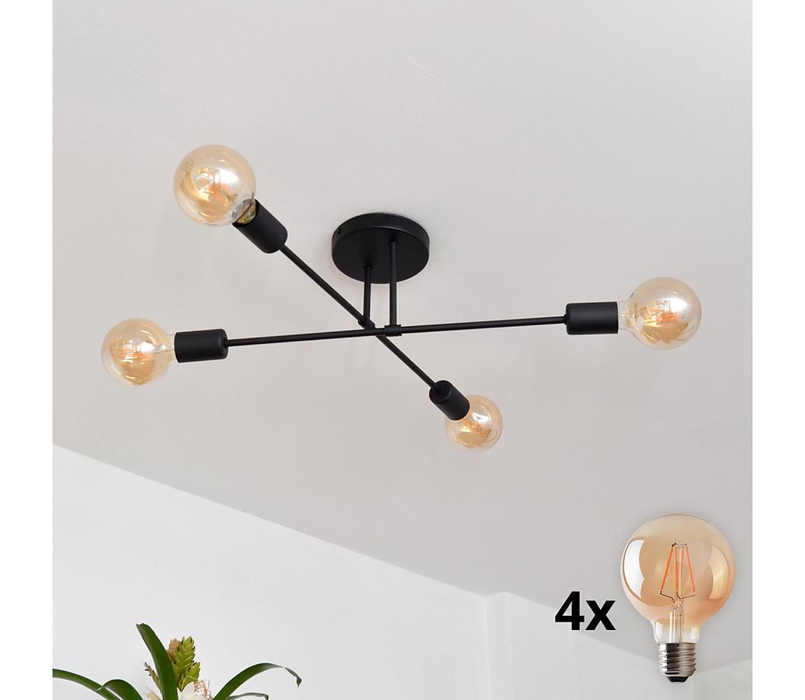  LED Přisazený lustr CAMBRIDGE 4xE27/8W/230V černá 