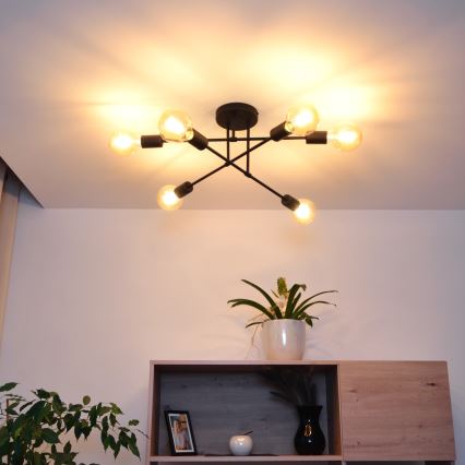 LED Přisazený lustr CAMBRIDGE 6xE27/8W/230V černá