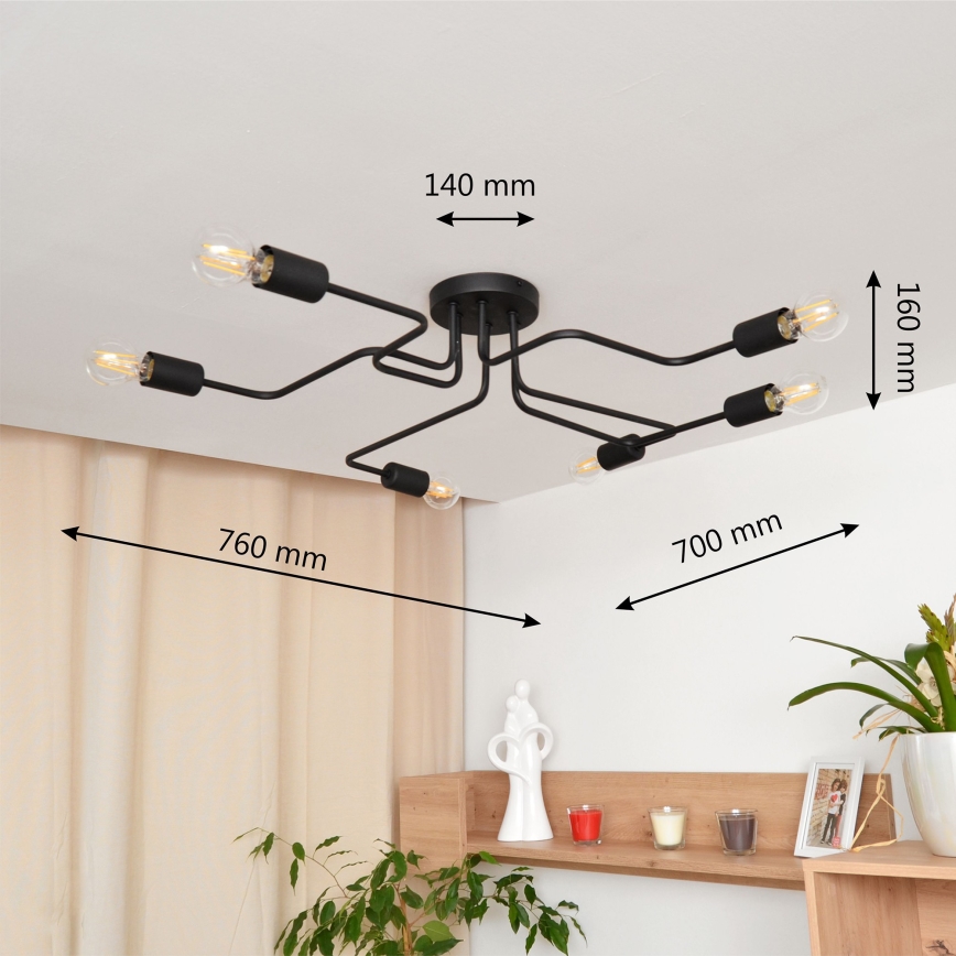 LED Přisazený lustr TUBE 6xE27/15W/230V