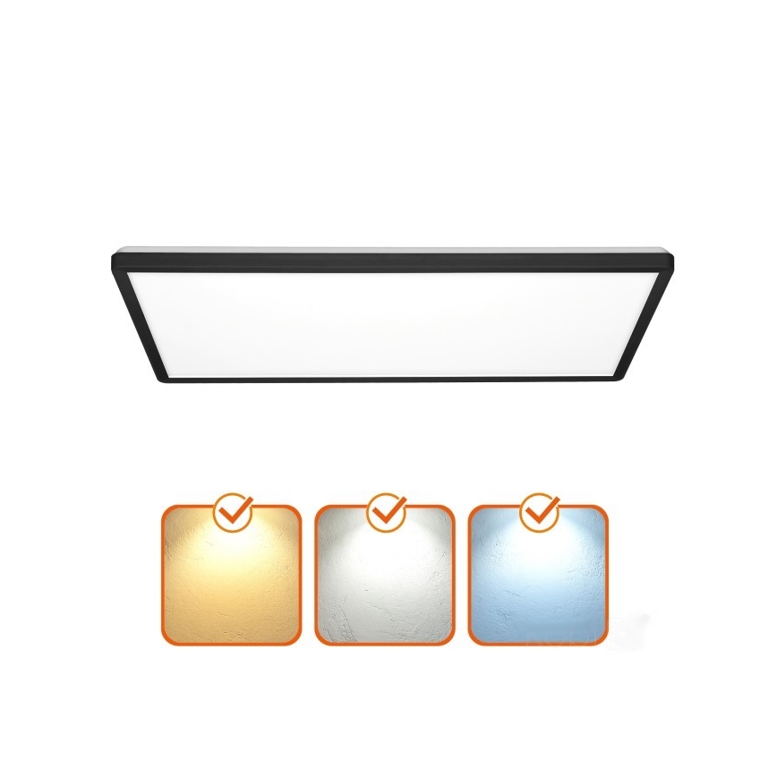 LED Přisazený panel NIVERA LED/32W/230V IP54 3000/4000/6000K 29,5x59,5 cm černá