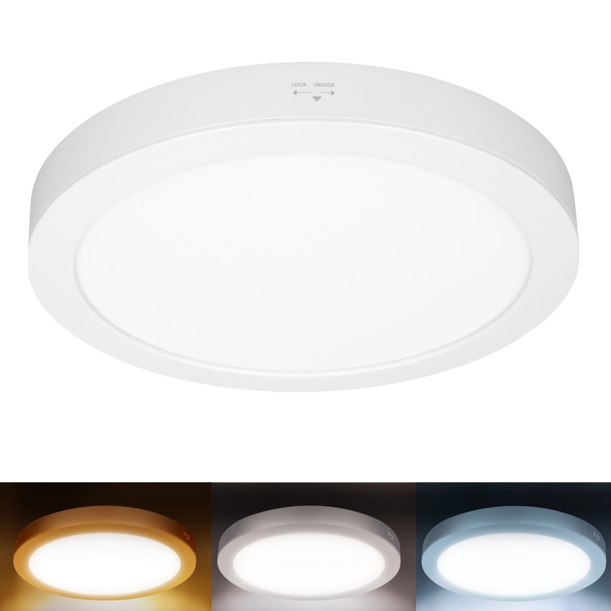 LED Přisazený/podhledový panel 2v1 18W/230V 3000/4000/6000K pr.22,5 cm IP54 bílá