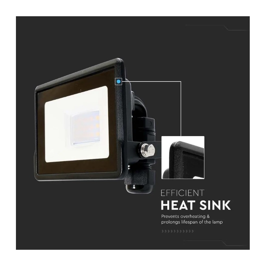 LED Reflektor s přímým napojením SAMSUNG CHIP LED/10W/230V IP65 6500K černá