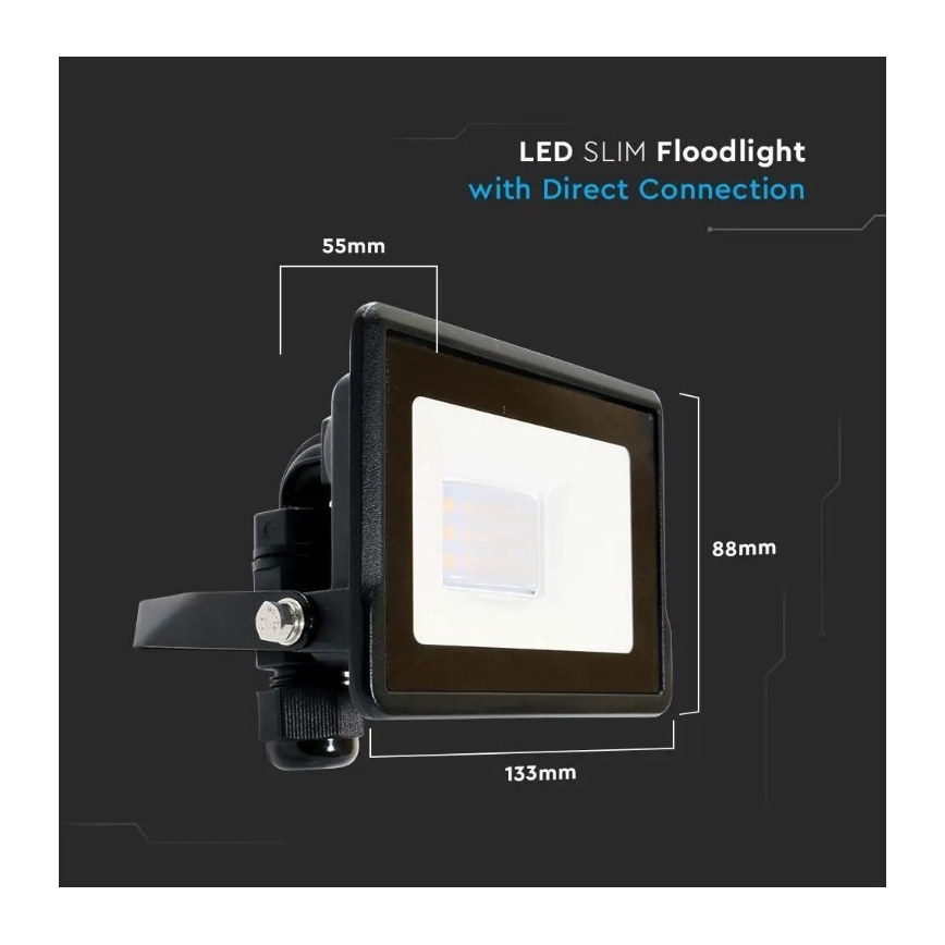 LED Reflektor s přímým napojením SAMSUNG CHIP LED/10W/230V IP65 6500K černá
