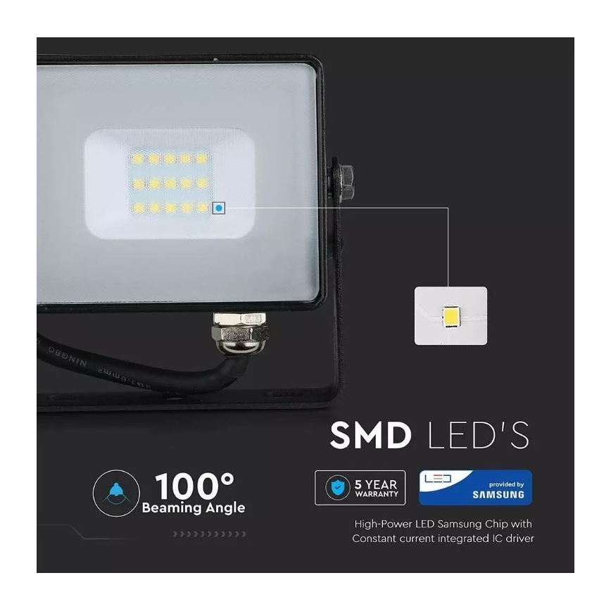 LED Reflektor SAMSUNG CHIP LED/10W/230V IP65 3000K černá