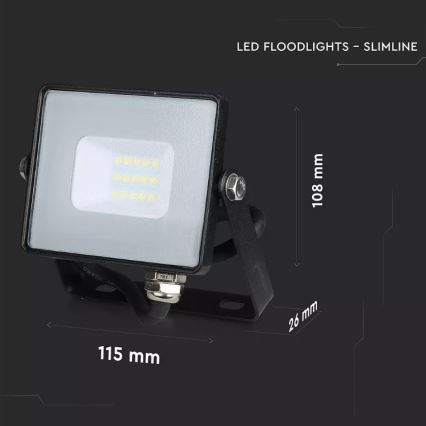 LED Reflektor SAMSUNG CHIP LED/10W/230V IP65 3000K černá
