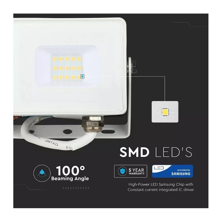 LED Reflektor SAMSUNG CHIP LED/10W/230V IP65 6400K bílá