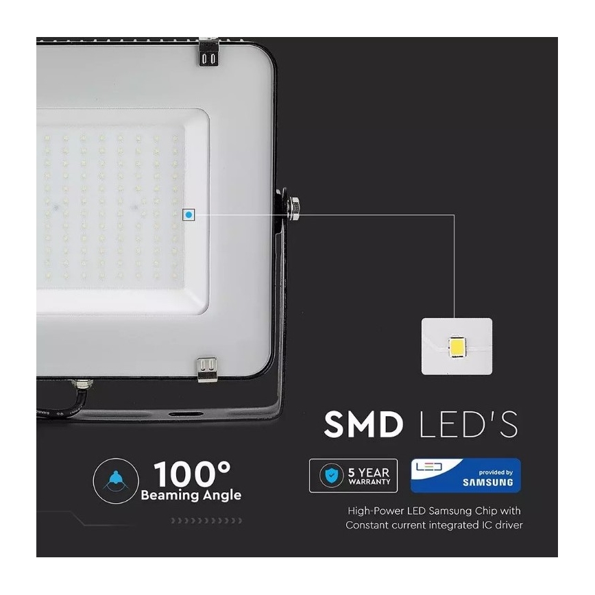 LED Reflektor SAMSUNG CHIP LED/150W/230V 6400K IP65 černá