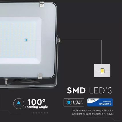 LED Reflektor SAMSUNG CHIP LED/200W/230V 4000K IP65 šedá