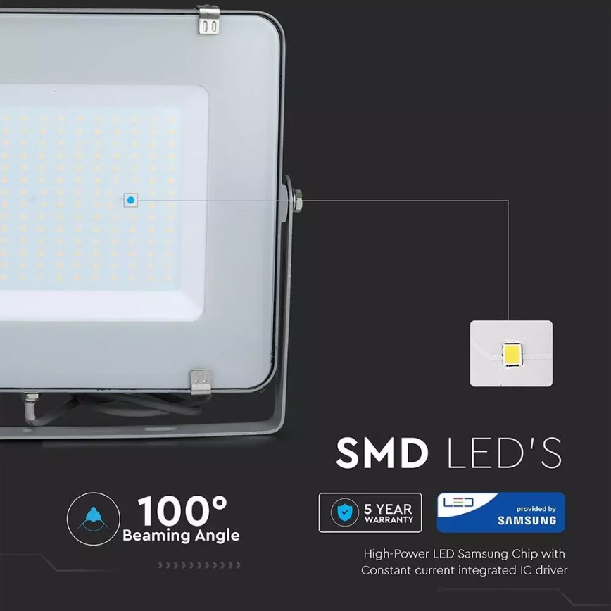 LED Reflektor SAMSUNG CHIP LED/200W/230V 4000K IP65 šedá