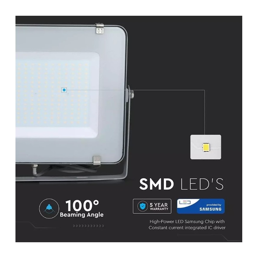 LED Reflektor SAMSUNG CHIP LED/300W/230V 4000K IP65 šedá