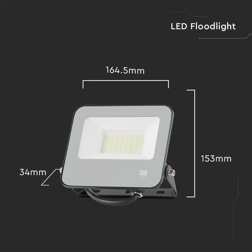 LED Reflektor SAMSUNG CHIP LED/30W/230V 4000K IP65 černá