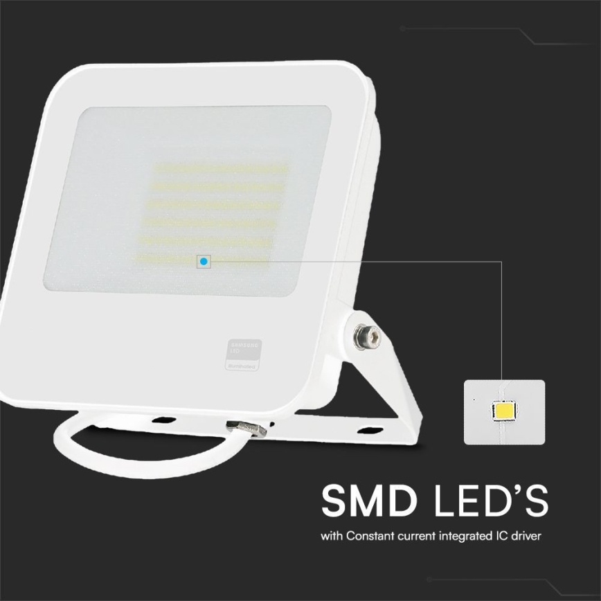 LED Reflektor SAMSUNG CHIP LED/50W/230V 6500K IP65 bílá