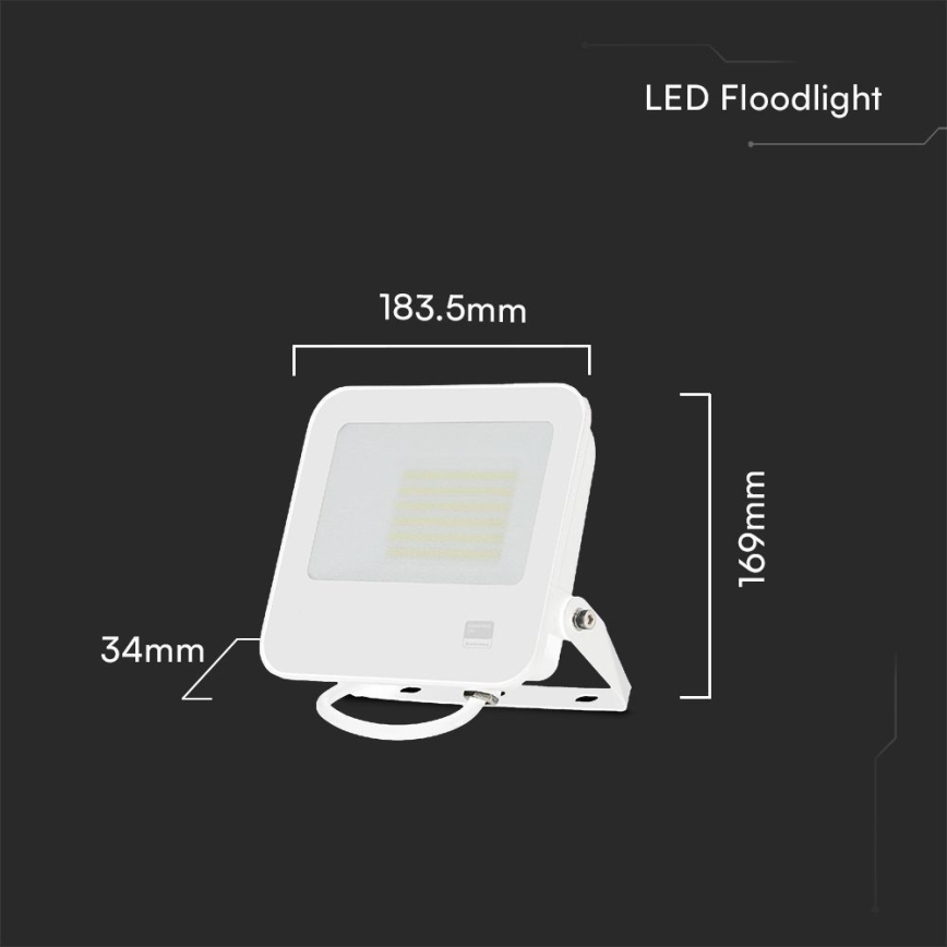 LED Reflektor SAMSUNG CHIP LED/50W/230V 6500K IP65 bílá