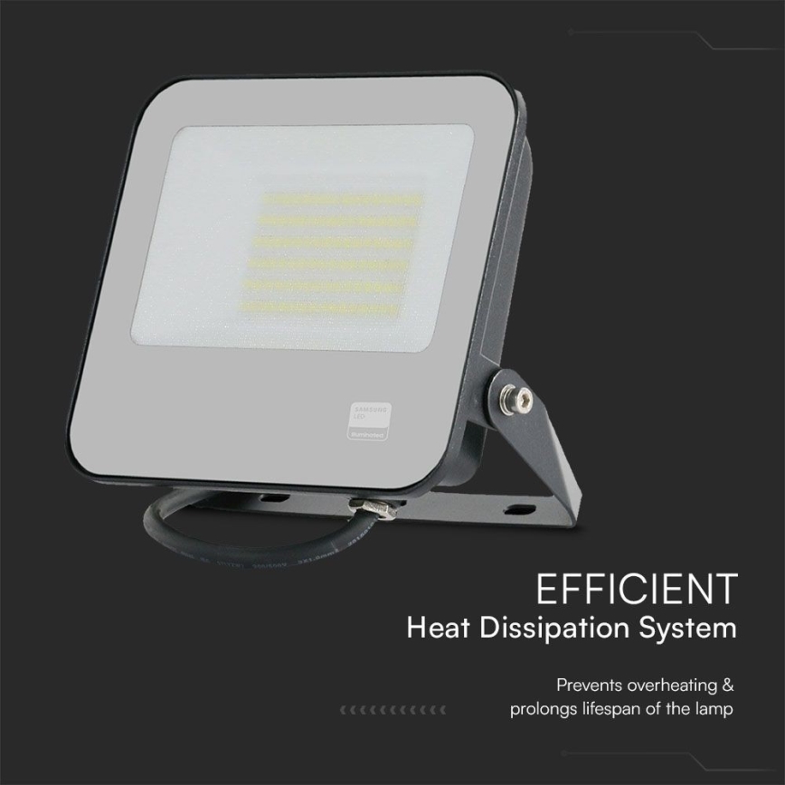 LED Reflektor SAMSUNG CHIP LED/50W/230V 6500K IP65 černá