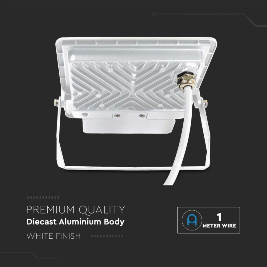 LED Reflektor se senzorem LED/50W/230V 4000K IP65 bílá
