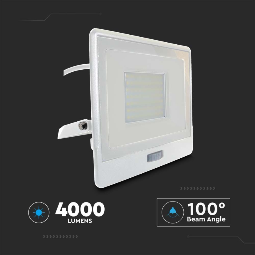 LED Reflektor se senzorem LED/50W/230V 6500K IP65 bílá