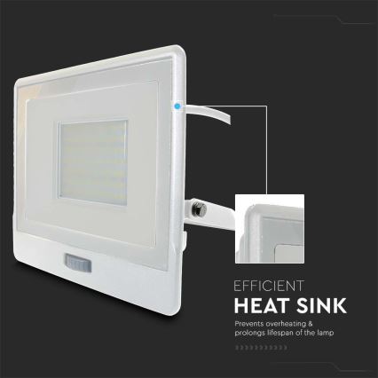 LED Reflektor se senzorem LED/50W/230V 6500K IP65 bílá