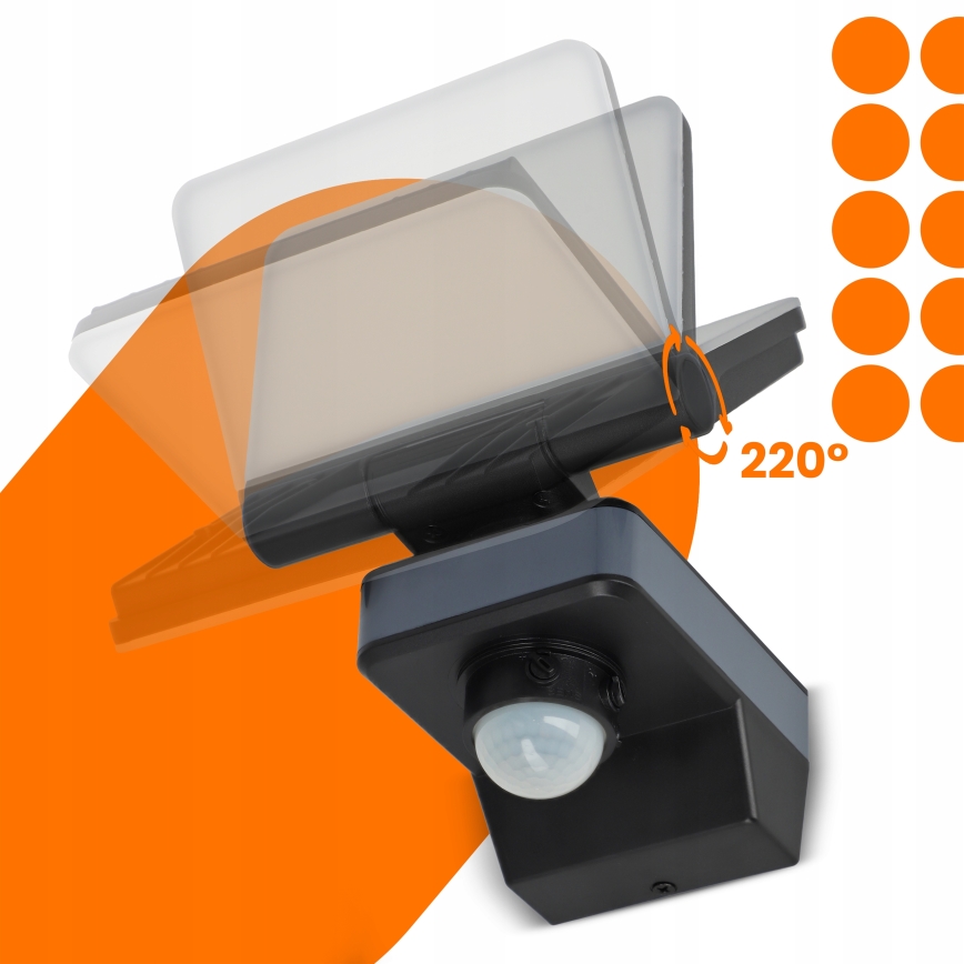 LED Reflektor se senzorem pohybu a soumraku LED/24W/230V 4200K IP54 černá