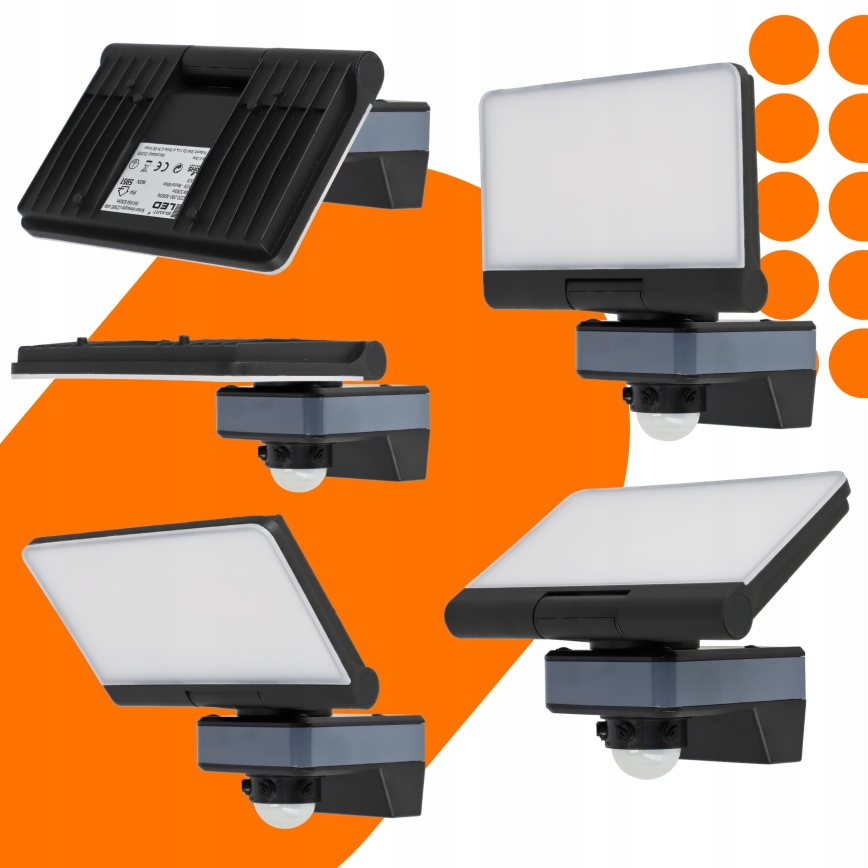 LED Reflektor se senzorem pohybu a soumraku LED/44W/230V 4200K IP54 černá